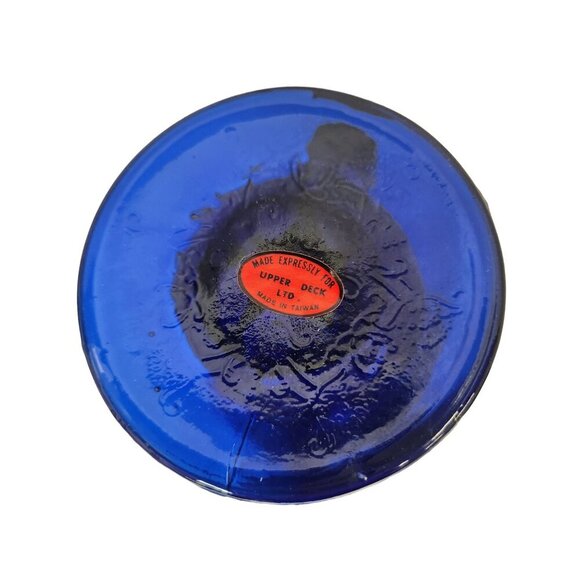 Vintage Cobalt Blue Glass Pitcher Set Florentine 2 Upper Deck 5 Piece Taiwan Emb - Picture 3 of 16